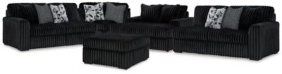 Midnight-Madness 3-Piece Sectional, Chaise and Oversized Accent Ottoman