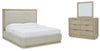Hennington Queen Upholstered Bed, Dresser and Mirror