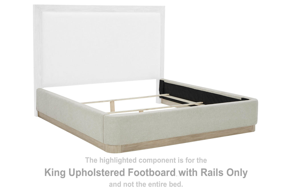 Hennington King Upholstered Footboard with Rails and Roll Slats