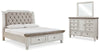 Havalance California King Sleigh Bed with Storage, Dresser and Mirror