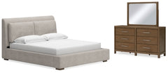 Cabalynn California King Upholstered Bed, Dresser and Mirror