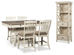 Bolanburg Counter Height Dining Table and 4 Barstools with Display Cabinet