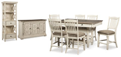 Bolanburg Counter Height Table with 6 Barstools, Server and Display Cabinet