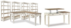 Realyn Lift-top Desk, L-shaped Desk and 4 Bookcases